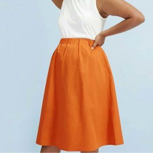 Everlane Cotton Burnt Orange Pull On A-Line Skirt